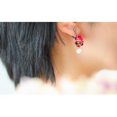 ふるさと納税 小松市 九谷花パールイヤリング・ピアス ( 九谷花パールピアス / 赤 ) |  | 03