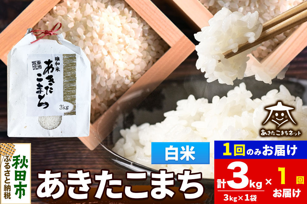 令和8年産 あきたこまち 清流米 3kg【白米】秋田県産 [秋田県産 あきたこまち お米 精米 小分け 3kg袋]