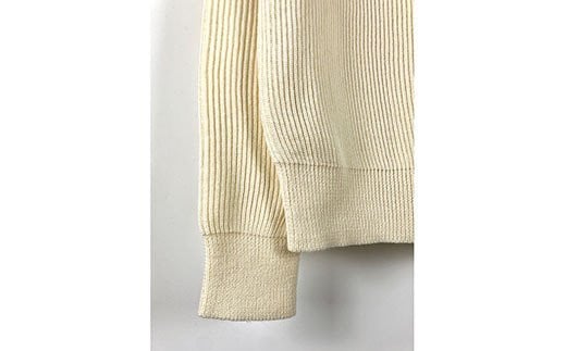 【阿部ニット】《ホワイト》両あぜ編みミドルゲージニット（ウール100%）Sサイズ  服 ファッション F20C-362