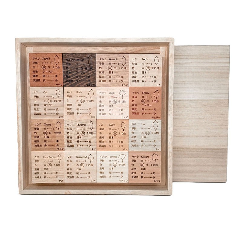
            樹種を学べる 無垢材ブロック　おすすめ16種セット　 飾って学べる、暮らしの中の木材図鑑  [№5385-1224]
          