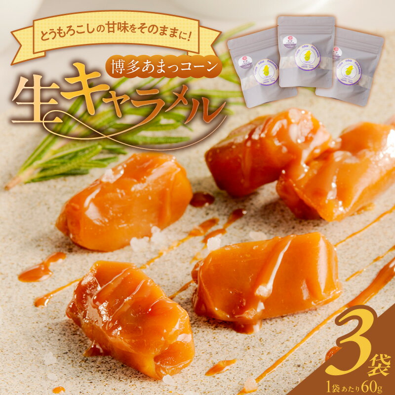 【ふるさと納税】博多あまっコーン 生キャラメル 60g 約6粒入り × 3袋 とうもろこし 酒見農産 岩塩入り キャラメル お菓子 洋菓子 スイーツ おやつ ティータイム 食品 加工品 お取り寄せ お取り寄せグルメ 福岡県 久留米市 送料無料