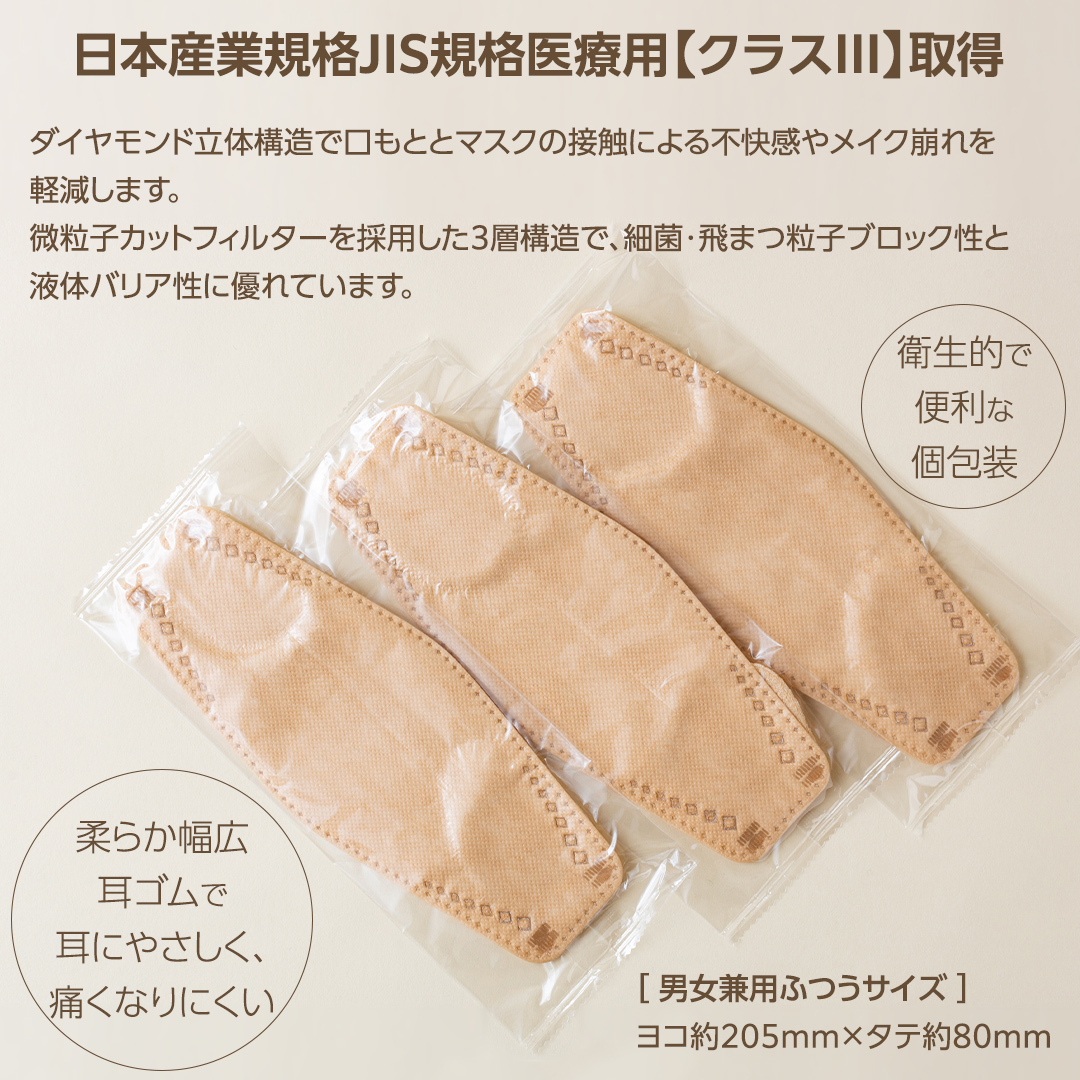 医療用マスク サージカルダイヤモンドマスク ふつうサイズ 30枚×10個セット ナチュラルベージュ [ 4589818059449 ] サージカル 立体マスク 医療用 マスク工業会 医療用マスククラス