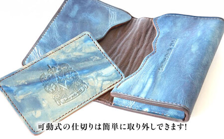 天然藍染め福山レザー名刺入れ 「テテ」薄藍 名刺入れ [BACM016]