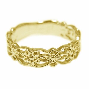 K18イエローゴールド「透かし柄」地金デザインリング【 32056-2】