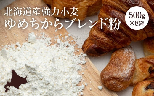 【北海道産小麦】ゆめちからブレンド粉（強力粉）500g×8袋【29010】