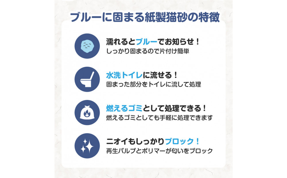 【6回コース】極 ブルーに固まる　トイレに流せる　紙製猫砂6.5L（6.5L×1袋）紙の猫砂【定期便】