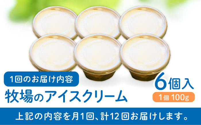 【全12回定期便】牧場の アイスクリーム セット ( 100g × 6個 ) カップ 熊本 山都町【山の未来舎】[YBV023]