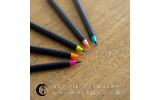 筆ペンセット カラー筆ペンセット 5色セット 〈鴻月〉 麗 カラー筆ペン あかしや 日本製 毛筆 箱 水彩画 筆 水彩画セット カラーペン キッズ 水彩筆 水彩セット 水性ペン 文具 文具セット 文房具 文房具セット 絵筆 絵筆セット KOAFP1 奈良県 奈良市 奈良 J-100