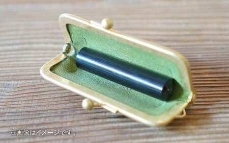 実印 印鑑ケース付き イタリアンオイルレザーのがま口印鑑ケース ネイビーカラー13.5mm 黒水牛 （印鑑ケース1個・印鑑1本） 牛革 革 オイルレザー イタリアンレザー 天然皮革 水牛 牛の角