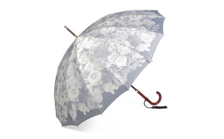 【前原光榮商店】婦人用雨傘 パシオ-カーボン〈手元：ヒッコリー〉名入れ可(カラー：アッシュブルー）