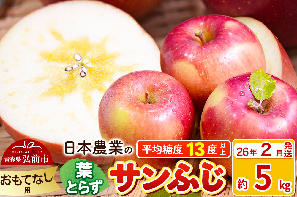 【26年2月発送】りんご 平均糖度13度以上！ 葉とらずサンふじ 約5kg おもてなし用 青森 果物 フルーツ 林檎 リンゴ くだもの