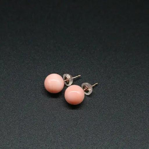 【珊瑚】ピアス ボケマガイ珊瑚 K18G