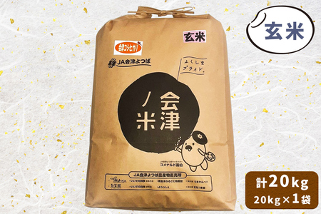 会津産 コシヒカリ 玄米 20kg×1袋｜令和7年 2025年 コメ お米 米 こめ こしひかり 産直 玄米 [1061]