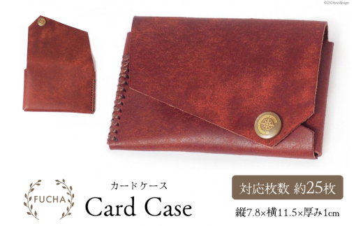カードケース レッド [FUCHA 石川県 志賀町 CJ5007-e] Card Case  イタリアンレザー プエブロレザー ハンドメイド 手縫い 革製品 本革 名刺入れ