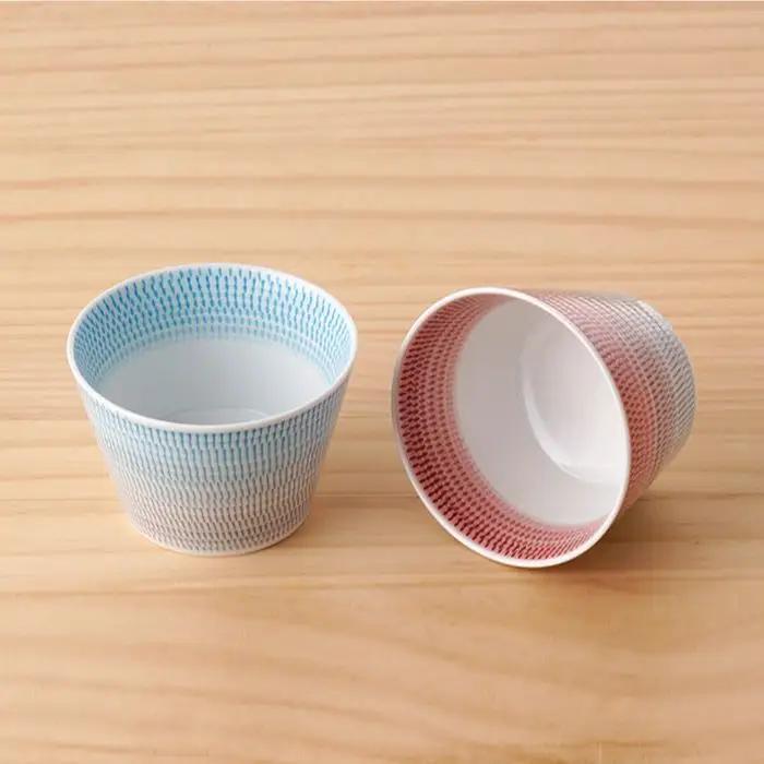 【波佐見焼】 色染流し そばちょこ 2点セット 赤・水色  食器 皿 【一真陶苑】 [BB17]  波佐見焼