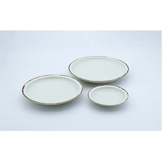 有田焼 ホワイト釉渕サビ 3種丸皿セット【中山陶和堂】食器 うつわ 器 磁器 陶磁器 皿 丸皿 3枚 セット シンプル ナチュラル ホワイト ブラウン 贈り物 ギフトA30-577_イメージ3