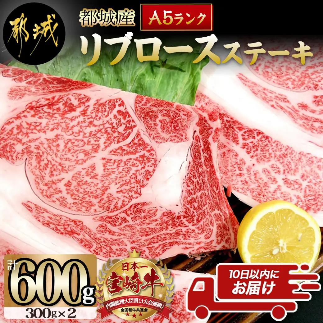 宮崎牛(A5)リブロースステーキ300g×2枚≪みやこんじょ特急便≫〔AD-0103-Q〕_(都城市) 5等級 ステーキ用肉 300g×2枚セット ブランド牛肉 ブランド国産黒毛和牛 脂の旨味 ギフト 贈答用