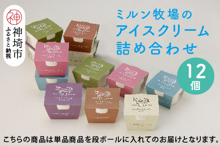 佐賀脊振高原ミルン牧場のアイスクリーム12個セット(H102125)