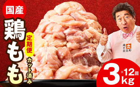 【カット済み】国産 鶏もも肉 定期便 3kg  全12回 氷温熟成×極味付け
