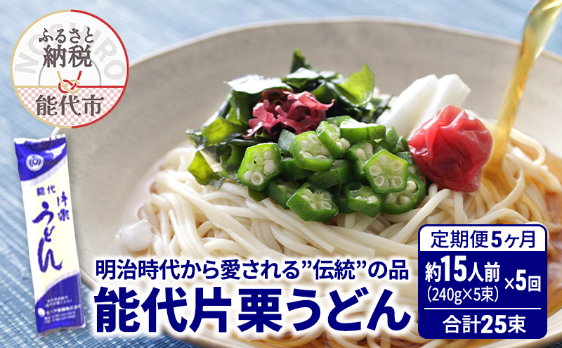 《 定期便 5ヶ月 》 うどん 能代片栗うどん 240g(約3人前)×5束×5回 合計25束 麺 乾麺 鍋 冷たい 温かい ざるうどん 鍋の締め