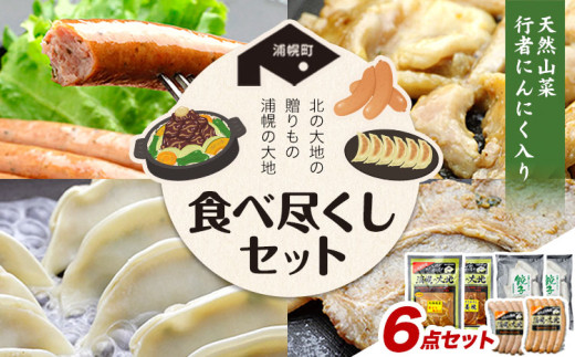 「浦幌の大地」食べ尽くしセット ジンギスカン ホルモン ウインナー 餃子《30日以内に出荷予定(土日祝除く)》北海道 浦幌町 ユーエム ニンニク 行者にんにく 豚 豚生姜焼き ジンギスカン 若どりモモ 味付けジンギスカン ポークウインナー st-p