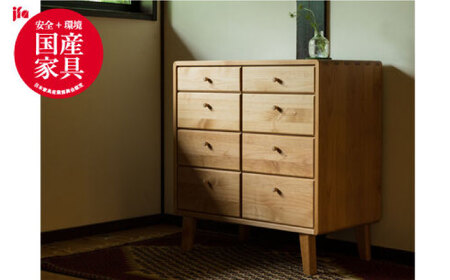 ＜安心の開梱/設置付＞【色が選べる！】kumukumu80-4段リビングチェスト クリア色/WN色 佐賀県/株式会社門田木工[41AAAZ001]