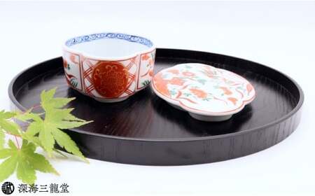 有田焼 赤絵万歴木甲型蓋物 【深海三龍堂】 和食器 ハレの日 テーブルコーディネート 伝統 格式 高級感 おもてなし おしゃれ 和食 宝石箱 35000円 ay094