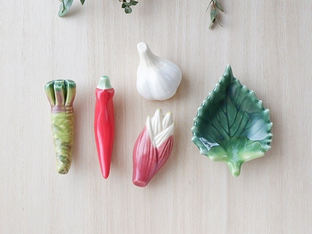 
イホシロ窯 手作り 野菜(薬味)箸置き5種類
