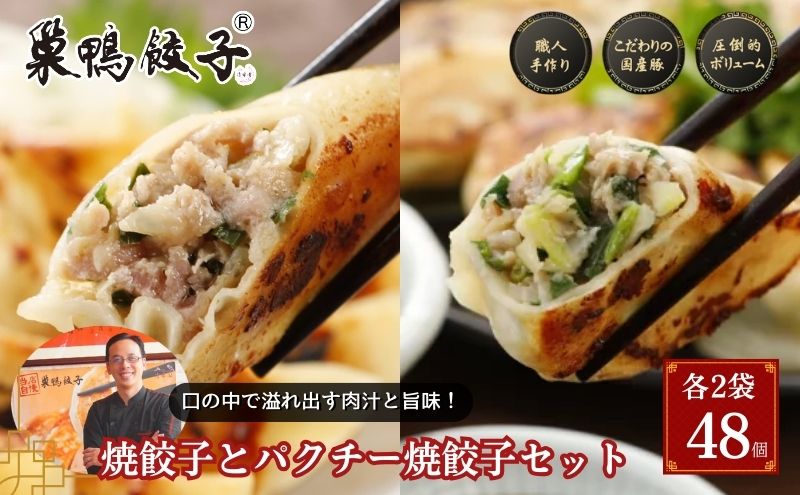 巣鴨餃子 焼餃子とパクチー焼餃子 の組み合わせ 各2袋 48個 餃子 ぎょうざ ギョーザ セット 食べ比べ 冷凍 焼き餃子 おかず おつまみ お取り寄せ 豊島区 東京都
