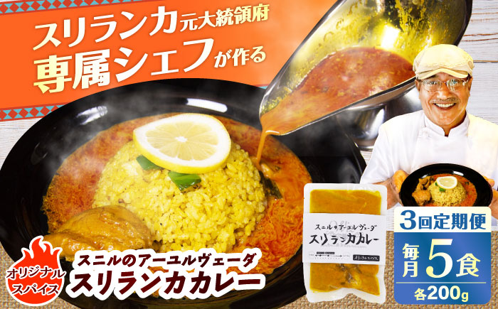 【全3回定期便】 スニルのアーユルヴェーダ　スリランカカレー（オリジナルスパイス）200g×5食 日田市 / 株式会社OTOGINO [AREF153]