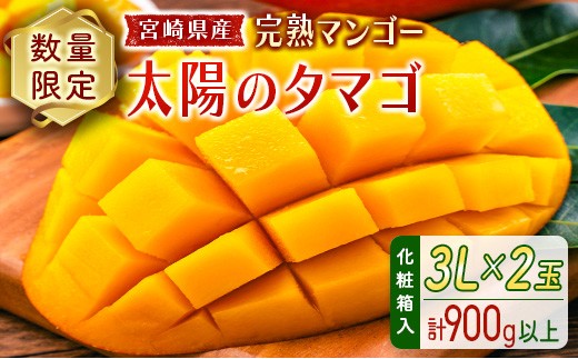 
                  数量限定 宮崎県産 完熟マンゴー＜太陽のタマゴ＞3L×2玉 計900g以上 ※2027年4月下旬配送開始 化粧箱入 フルーツ くだもの【E168-27】
                