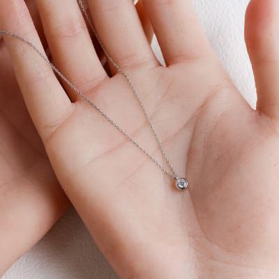 ふるさと納税 大津市 プラチナ900【ラボグロウンダイヤモンドネックレス】0.2ct 人気のふくりん留め 長さ40cm |  | 02