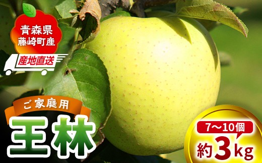 ＜産地直送＞ 王林 家庭用 約3kg(7～10個) りんご リンゴ 林檎 果物 フルーツ F41-0077