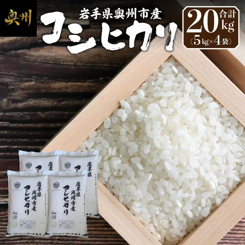 【令和7年産】奥州市産コシヒカリ 白米 20kg(5kg×4) [BC013]　