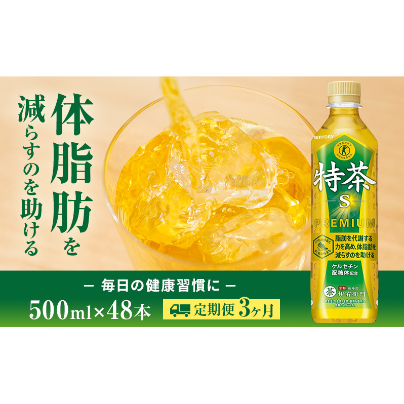 お茶 定期便 3ヶ月 伊右衛門 特茶 500ml × 48本 2ケース サントリー 緑茶 定期 3回