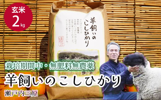 【栽培期間中・無肥料無農薬】瀬戸内三原 羊飼いのこしひかり 玄米2kg 瀬戸内ビオファーム お米 こめ ご飯 002009
