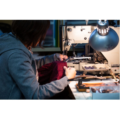 筑後市産織物　紳士用甚平(しじら織・縞柄) 黒 Mサイズ