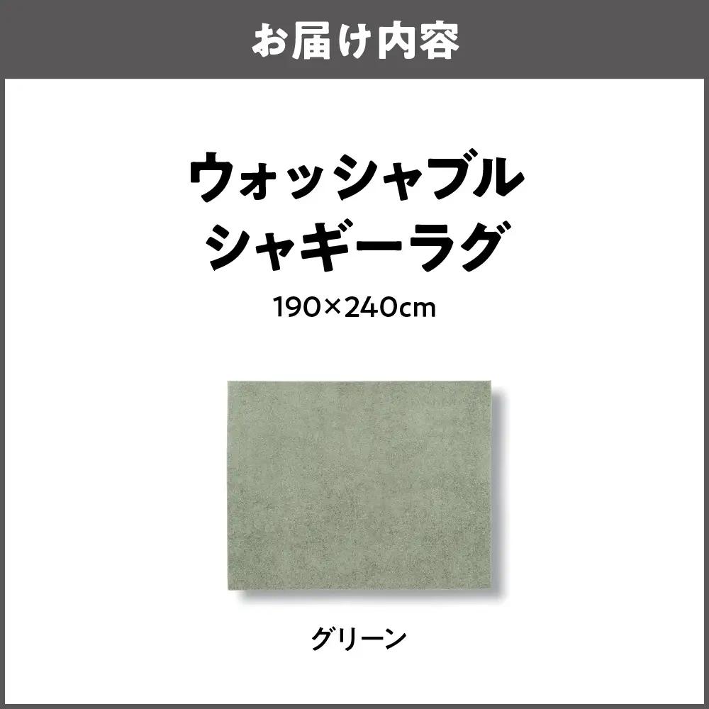 ウォッシャブルシャギーラグ 190×240cm グリーン_OS027-0047-01