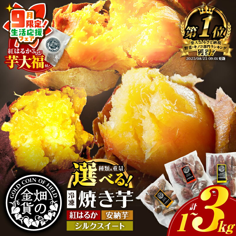 【ふるさと納税】【期間限定 生活応援】 高評価★4.72 畑の金貨 冷凍 焼き芋 選べる 種類と重量 1kg 〜 3kg さつまいも 紅はるか シルクスイート 安納芋 甘い スイーツ 産地直送 甘いも販売所 甘芋 スイートポテト 蜜 蜜芋 鹿児島 おすすめ ランキング プレゼント ギフト