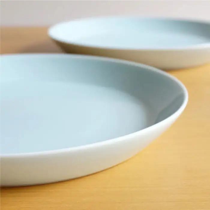 【白山陶器】【磁器の美しさ】 S-lineシンプルな25cm プレート 皿 2枚セット 青白釉【波佐見焼】 [TA57] 波佐見焼