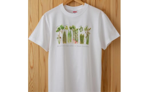 0337世界で唯一!着る山菜!!【山菜図鑑Tシャツ・白】綿100%　XLサイズ