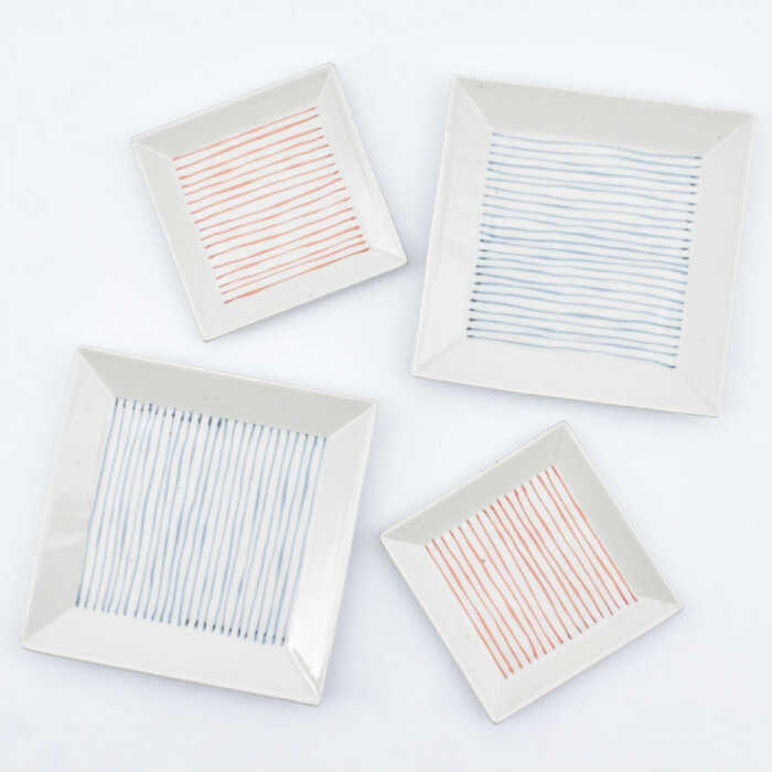 【ふるさと納税】【ロマ佐賀】【有田焼】連子 正角皿4点セット / お皿 食器 やきもの ギフト / 佐賀県 / 株式会社まるぶん [41APCD061]