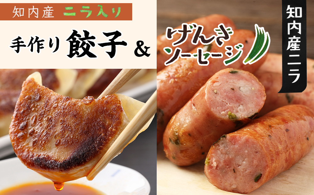 
            知内産にら入り 餃子＆ソーセージセット＜スリーエス＞
          