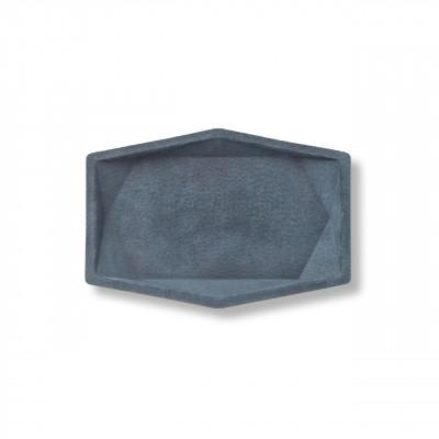 ふるさと納税 富山県 colm多角形レザートレイL ブルーG「立体成型してつくった本革製多角形トレイ」