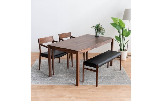 DT01 DC02 BC01 4点 ダイニングセット ウォールナット オールマイティブラック テーブル 椅子 ベンチ