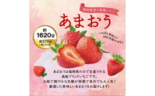 あまおう いちご 1620g（約270g×6パック）【2027年3月初旬より順次発送】 《築上町》【株式会社HSP-テクノ】[ABFG002] いちご アマオウ 生いちご あまおう くだもの あまおう