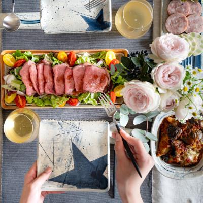 ふるさと納税 瑞浪市 堺 克弘　「星に願いを☆☆」　15cm×15cm　角小皿2枚セット |  | 02