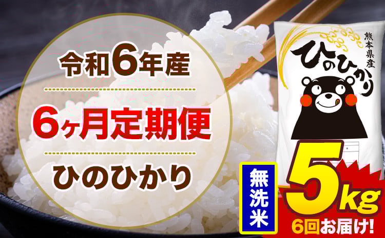 
            【6ヶ月定期便】令和6年産 無洗米 5kg 米 ひのひかり《お申込み月の翌月から出荷開始》熊本県 菊池市 国産 熊本県産 白米 精米 無洗米 送料無料 ヒノヒカリ こめ お米 
          