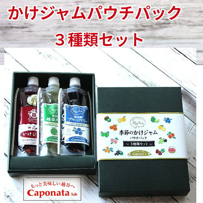 【ふるさと納税】No.245 定番のかけジャムパウチパック3種類セット ／ 掛けるジャム 新感覚 いちごジャム メロンジャム ブルーベリージャム 携帯 エコ容器 送料無料 埼玉県