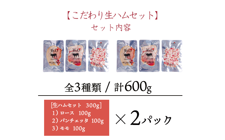 ソヤマポークのこだわり生ハム3種セット[ロース バラ モモ パンチェッタ ベーコン おつまみ パーティー 宮崎県産 豚肉]TF0827-P00078